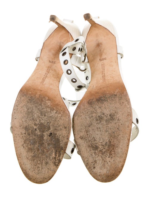 Manolo Blahnik Leather Eyelet Trim T-Strap Sandals