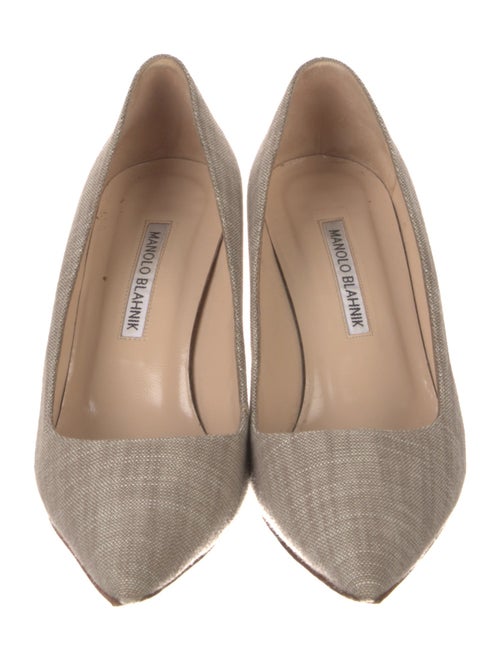Manolo Blahnik Canvas Beaded Accents Pumps