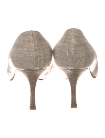 Manolo Blahnik Canvas Beaded Accents Pumps