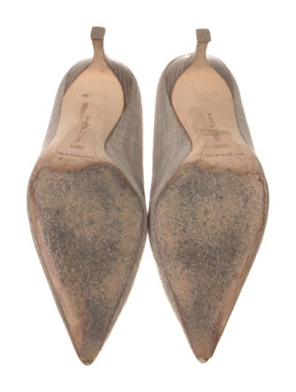 Manolo Blahnik Canvas Beaded Accents Pumps