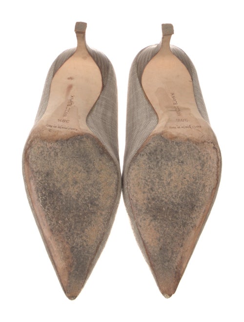 Manolo Blahnik Canvas Beaded Accents Pumps
