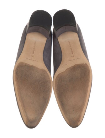 Manolo Blahnik Suede Crystal Embellishments Flats