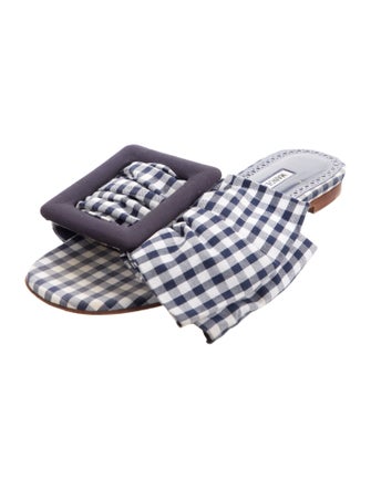 Manolo Blahnik Plaid Print Slides
