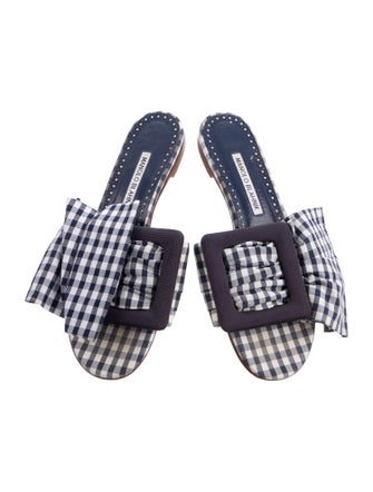 Manolo Blahnik Plaid Print Slides