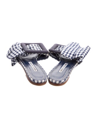Manolo Blahnik Plaid Print Slides