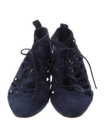 Manolo Blahnik Suede Cutout Accent Pumps