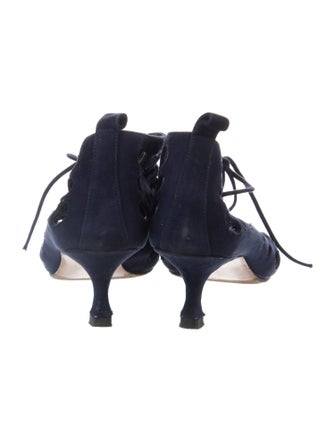 Manolo Blahnik Suede Cutout Accent Pumps