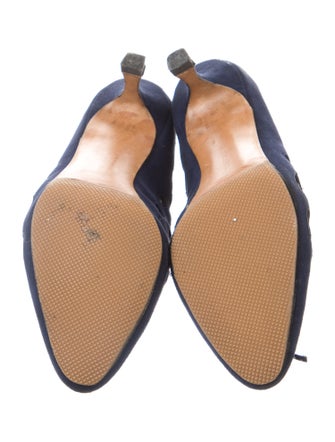Manolo Blahnik Suede Cutout Accent Pumps