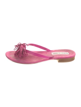 Manolo Blahnik Suede Bow Accents Slides