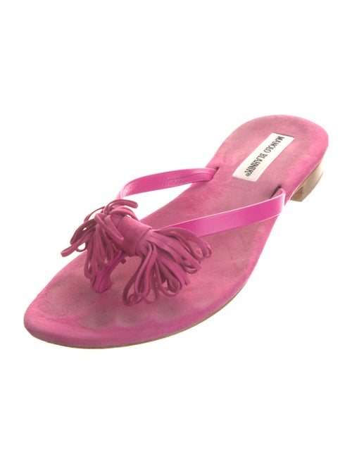 Manolo Blahnik Suede Bow Accents Slides