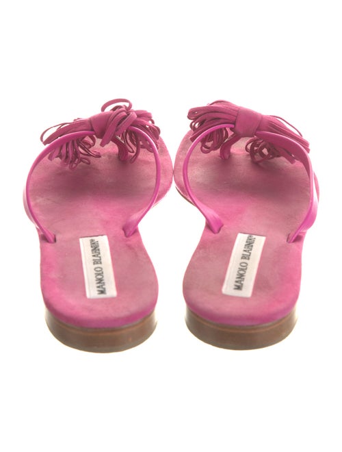 Manolo Blahnik Suede Bow Accents Slides