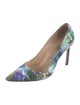 Manolo Blahnik Canvas Printed Slingback Pumps