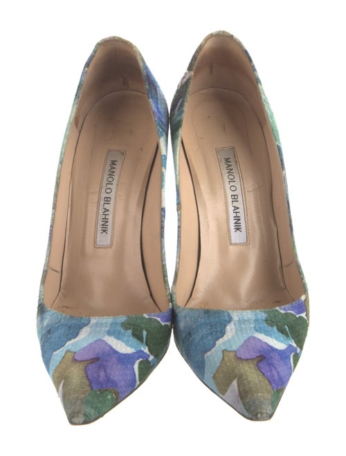 Manolo Blahnik Canvas Printed Slingback Pumps