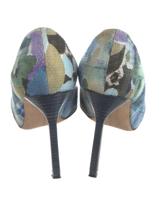 Manolo Blahnik Canvas Printed Slingback Pumps
