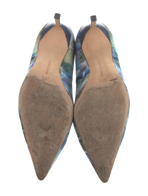 Manolo Blahnik Canvas Printed Slingback Pumps