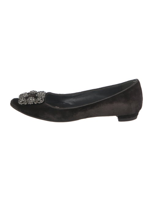 Manolo Blahnik Velvet Crystal Embellishments Flats