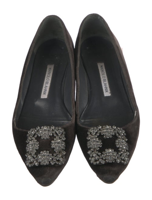 Manolo Blahnik Velvet Crystal Embellishments Flats