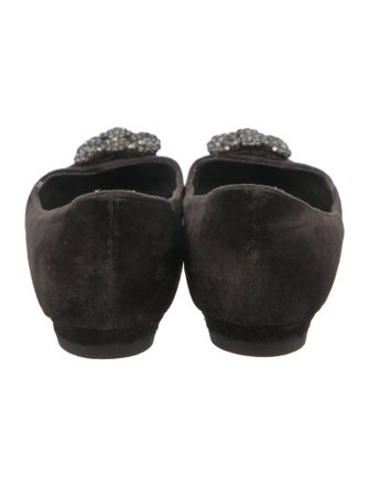Manolo Blahnik Velvet Crystal Embellishments Flats