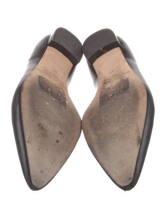 Manolo Blahnik Leather Crystal Embellishments Flats