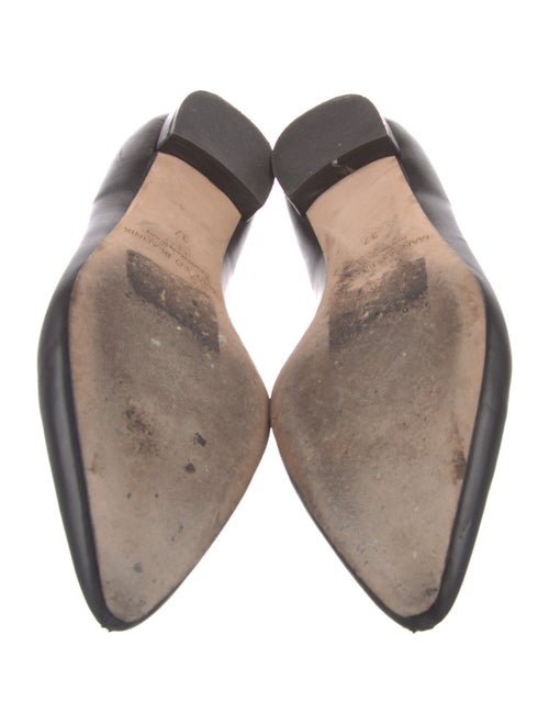 Manolo Blahnik Leather Crystal Embellishments Flats