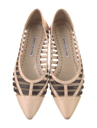 Manolo Blahnik Leather Striped Ballet Flats