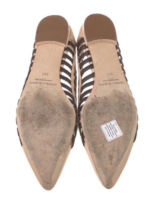 Manolo Blahnik Leather Striped Ballet Flats