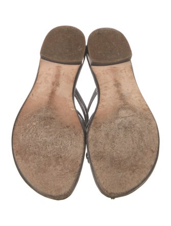 Manolo Blahnik Leather Floral Print Slides