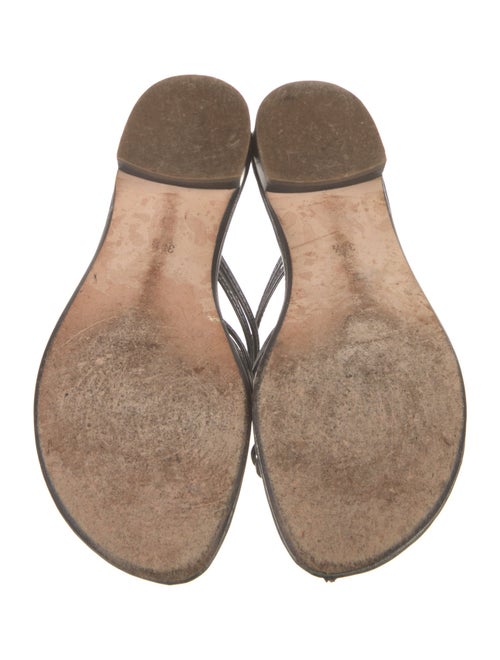 Manolo Blahnik Leather Floral Print Slides