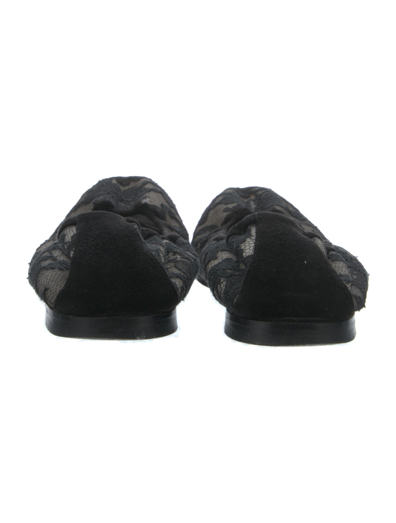 Manolo Blahnik Floral Print Lace Trim Embellishment Flats