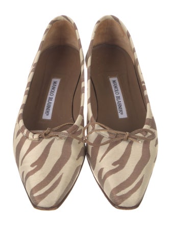 Manolo Blahnik Printed Bow Accents Ballet Flats