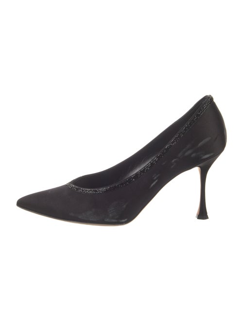 Manolo Blahnik Satin Crystal Embellishments Pumps