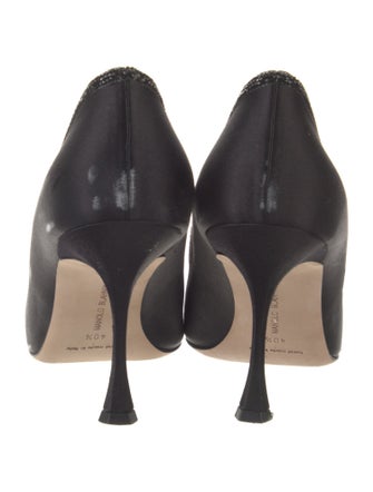 Manolo Blahnik Satin Crystal Embellishments Pumps