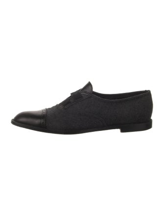 Manolo Blahnik Wool Leather Trim Embellishment Oxfords