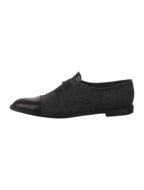 Manolo Blahnik Wool Leather Trim Embellishment Oxfords