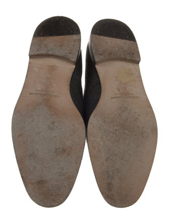 Manolo Blahnik Wool Leather Trim Embellishment Oxfords