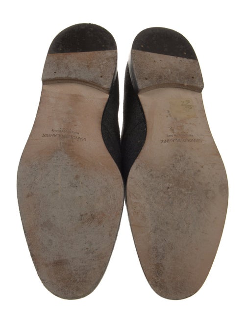 Manolo Blahnik Wool Leather Trim Embellishment Oxfords