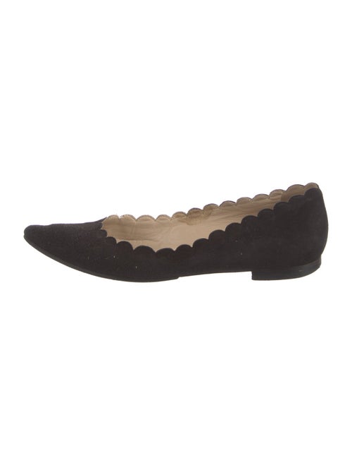 Manolo Blahnik Suede Scalloped Accent Flats