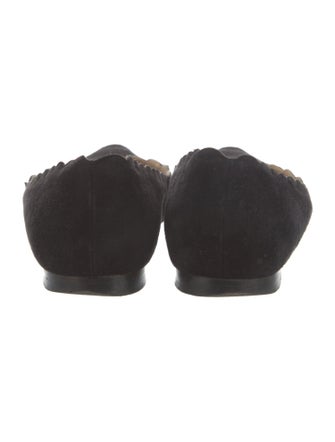 Manolo Blahnik Suede Scalloped Accent Flats