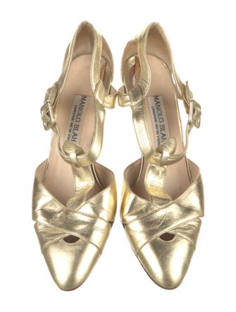 Manolo Blahnik Leather T-Strap Pumps