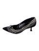 Manolo Blahnik Suede Houndstooth Print Pumps