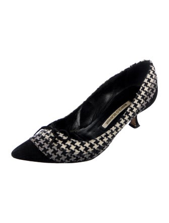 Manolo Blahnik Suede Houndstooth Print Pumps