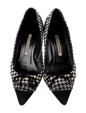 Manolo Blahnik Suede Houndstooth Print Pumps