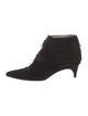 Manolo Blahnik Velvet Fringe Trim Accent Lace-Up Boots