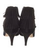 Manolo Blahnik Velvet Fringe Trim Accent Lace-Up Boots