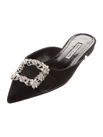Manolo Blahnik Satin Crystal Embellishments Mules