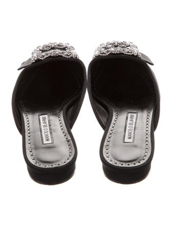 Manolo Blahnik Satin Crystal Embellishments Mules