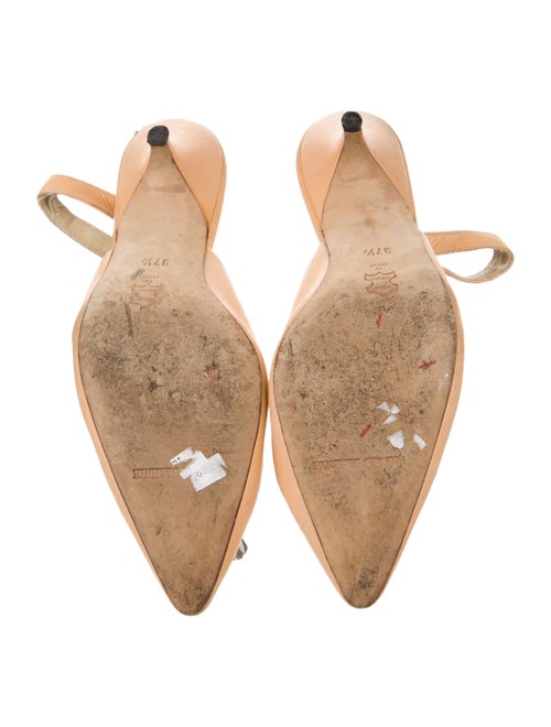 Manolo Blahnik Leather Pom-Pom Embellishments Slingback Pumps