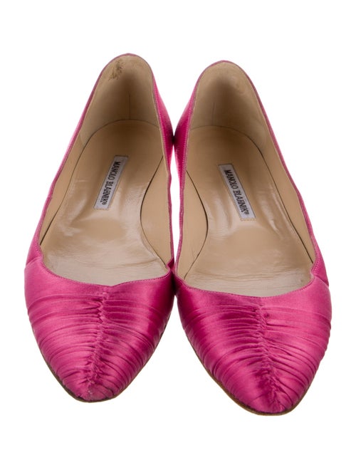 Manolo Blahnik Satin Crystal Embellishments Ballet Flats