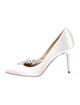 Manolo Blahnik Satin Crystal Embellishments Pumps