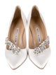 Manolo Blahnik Satin Crystal Embellishments Pumps